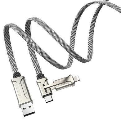 USB Кабель Hoco S22 Magic Cube 4-in-1 USB + 2x USB Type-C + Lightning Cable Black / Brown