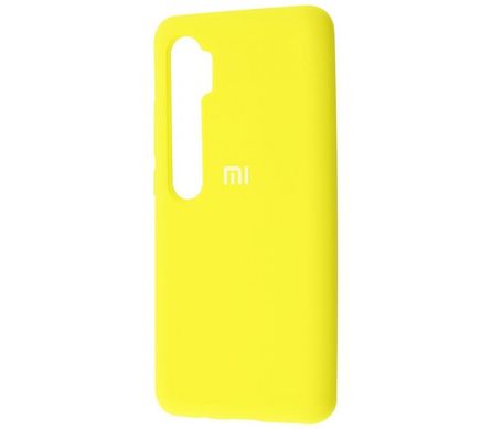 Чехол для Xiaomi Mi Note 10 Silicone Full Желтый с закрытым низом и микрофиброй