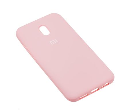 Чехол для Xiaomi Redmi 8A Silicone Full светло-розовый с закрытым низом и микрофиброй