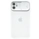 Чехол для iPhone 11 Silicone with Logo hide camera + шторка на камеру White