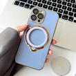 Чехол для iPhone 13 Glitter Holder Case Magsafe с кольцом подставкой + стекло на камеру Blue