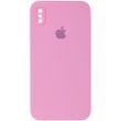 Чехол для iPhone X/Xs Silicone Full camera закрытый низ + защита камеры (Розовый / Light pink) квадратные борты
