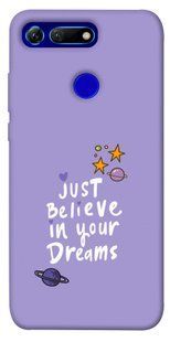 Чехол для Huawei Honor View 20 / V20 PandaPrint Just believe in your Dreams надписи
