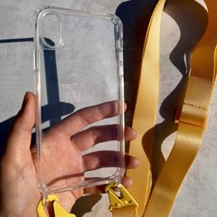 Чехол для iPhone XS Max прозрачный с ремешком Yellow