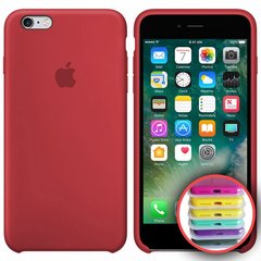 Чохол silicone case for iPhone 6 / 6s з мікрофіброю і закритим низом Rose Red / Бордовий