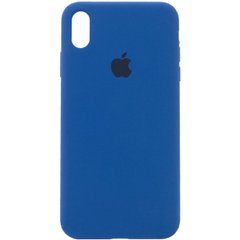 Чехол silicone case for iPhone X/XS с микрофиброй и закрытым низом Navy Blue