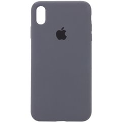 Чехол silicone case for iPhone XS Max с микрофиброй и закрытым низом Dark Grey