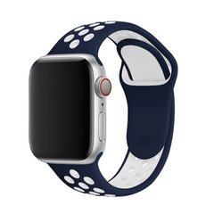 Силиконовый ремешок Sport Nike+ для Apple watch 38mm / 40mm Blue-White