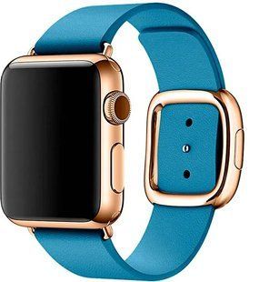 Ремінець для Apple Watch 38/40/41 mm Modern Buckle Leather Cornflower/Gold