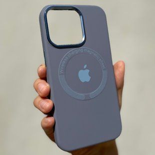 Чохол для iPhone 14 Pro Silicone Case Full (Metal Frame and Buttons) with Magsafe з металевими кнопками та рамкою Lavender Gray