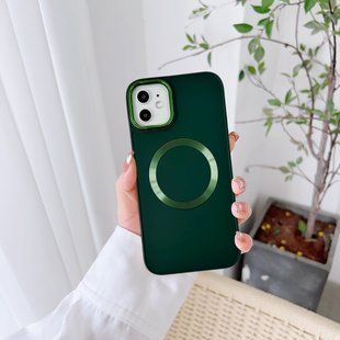 Чехол для iPhone 12 Pro Max Matte Colorful Metal Frame MagSafe Green