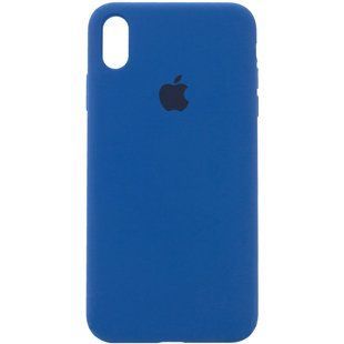 Чехол silicone case for iPhone X/XS с микрофиброй и закрытым низом Navy Blue