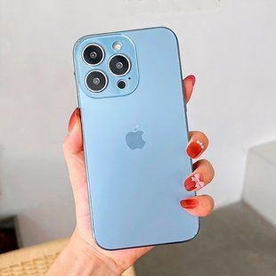 Чохол для Iphone 14 Pro Max Скляний матовий + скло на камеру TPU+Glass Sapphire matte case Sierra Blue