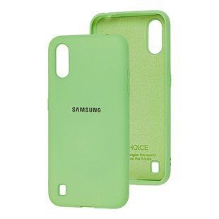 Чохол для Samsung Galaxy A01 (A015) Silicone Full м'ятний з закритим низом і мікрофіброю