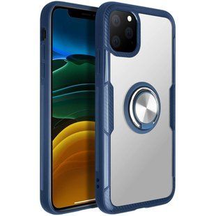 TPU+PC чехол Deen CrystalRing под магнитный держатель для Apple iPhone 11 Pro (5.8") (Бесцветный / Темно-синий)