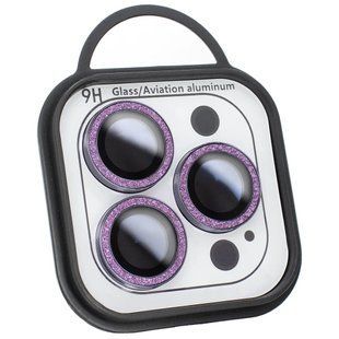 Защитное стекло Metal Sparkles на камеру (в упак.) для Apple iPhone 14 (6.1"") / 14 Plus (6.7"") Фиолетовый / Purple