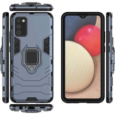 Ударопрочный чехол Transformer Ring for Magnet для Samsung Galaxy A03s Серый / Metal slate