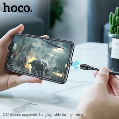 Кабель HOCO Lightning магнитный Sereno magnetic charging cable X52 |1.2m, 2.4A| Black, Black