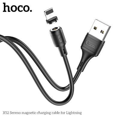 Кабель HOCO Lightning магнитный Sereno magnetic charging cable X52 |1.2m, 2.4A| Black, Black