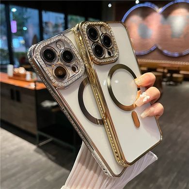 Чехол с блестками, стразами для Iphone 15 Plus Luxury Diamond + защита камеры