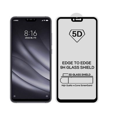 5D стекло для Xiaomi Mi8 Lite Черное - Полный клей / Full Glue
