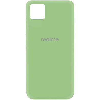 Чохол для Realme C11 Silicone Full з закритим низом і мікрофіброю М'ятний / Mint