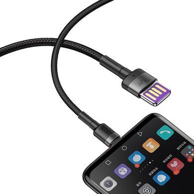 Кабель BASEUS Type-C Cafule HW Quick Charging Data cable USB Double-sided Blind Interpolation |5A, 40W, 1M| Black, Black