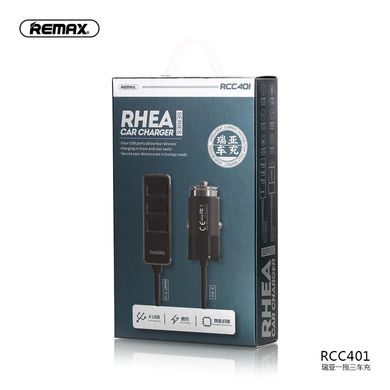 Адаптер автомобильный REMAX Rhea Series RCC401 |1.5m, 4USB, 1USB-2.4/3USB-3.1A|	black