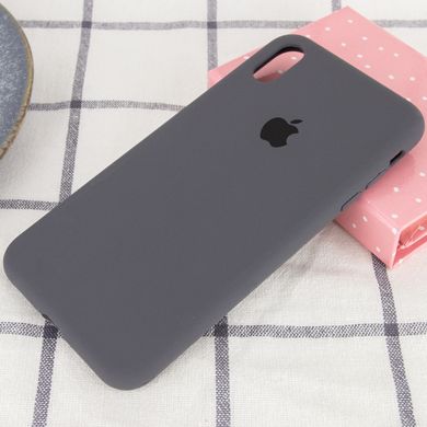 Чехол silicone case for iPhone XS Max с микрофиброй и закрытым низом Dark Grey