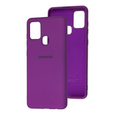 Чехол для Samsung Galaxy A21s (A217) Silicone Full сиреневый c закрытым низом и микрофиброю