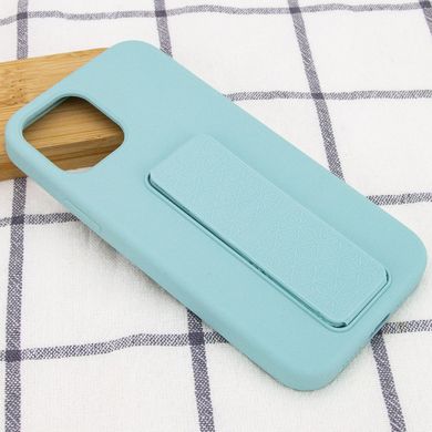 Чехол Silicone Case Hand Holder для Apple iPhone 12 mini (5.4") (Бирюзовый / Ice Blue)