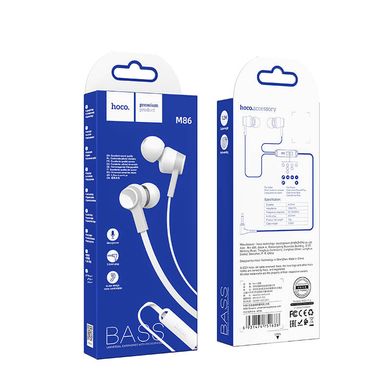 Наушники HOCO Oceanic universal earphones with mic M86 | white