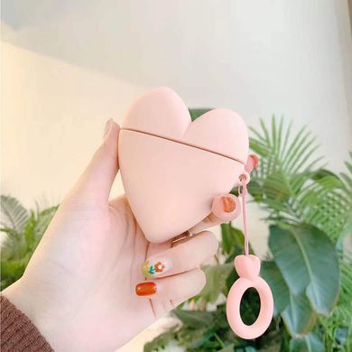 Силіконовий футляр Lucky Heart series для навушників AirPods2 + кільце (Рожевий)