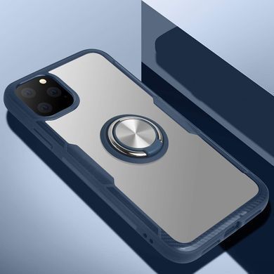TPU+PC чехол Deen CrystalRing под магнитный держатель для Apple iPhone 11 Pro (5.8") (Бесцветный / Темно-синий)
