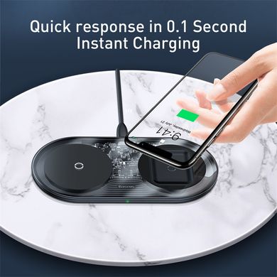 Зарядка QI BASEUS Simple 2in1 Wireless Charger 18W Max For Phones + Pods black