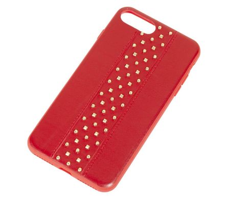 Чехол для iPhone 7 Plus / 8 Plus Leather with metal красный