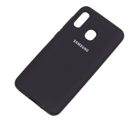 Чехол для Samsung Galaxy A20 / A30 Silicone Full черный c закрытым низом и микрофиброю