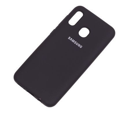 Чехол для Samsung Galaxy A20 / A30 Silicone Full черный c закрытым низом и микрофиброю