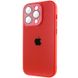 Чохол для iPhone 13 Pro Max Скляний матовий + скло на камеру з мікрофіброю TPU+Glass Sapphire Midnight Red
