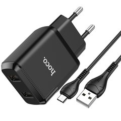 Адаптер мережевий HOCO Micro USB cable Speedy dual port charger set N7 | 2USB, 2.1A | (Safety Certified) black