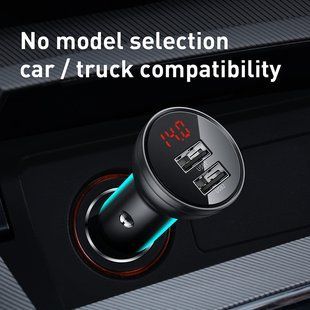Адаптер автомобильный BASEUS Digital Display Dual USB |2USB, 4.8A, 24W| (CCBX-0S) silver