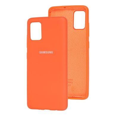 Чехол для Samsung Galaxy A51 (A515) Silicone Full Оранжевый с закрытым низом и микрофиброй