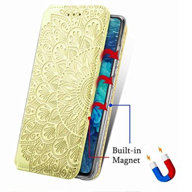 Кожаный чехол книжка GETMAN Mandala (PU) для Samsung Galaxy A51 (Желтый)
