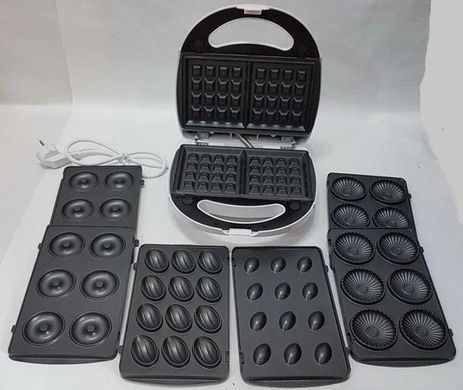 Аппарат для приготовления вафель и пончиков DSP KC1131 со сменными пластинами и антиприграным покрытием