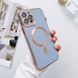 Чехол для iPhone 12 Pro Max Gold Plating with Magsafe + стекло на камеру Blue