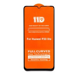 5D + (11d) скло для Huawei P30 Lite Black Повний клей, Черный