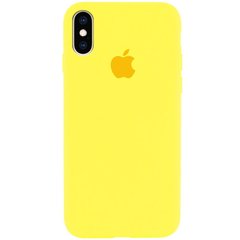 Чехол silicone case for iPhone X/XS с микрофиброй и закрытым низом Yellow