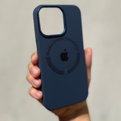 Чехол для iPhone 14 Pro Max Silicone Case Full (Metal Frame and Buttons) with Magsafe с металлическими кнопками и рамкой Midnight Blue
