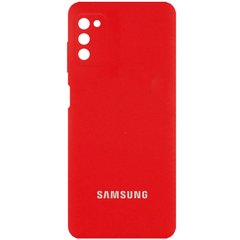Чехол для Samsung Galaxy A03s Silicone Full camera закрытый низ + защита камеры Красный / Red