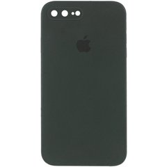 Чохол для Apple iPhone 7 plus / 8 plus Silicone Full camera закритий низ + захист камери (Зелений / Black Green) квадратні борти